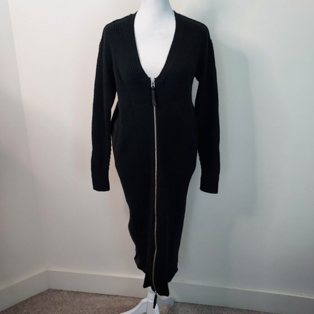Anthropologie Pilcro Faux Leather Trimmed Zip Duster Cardigan Sweater Size Small - Picture 3 of 12